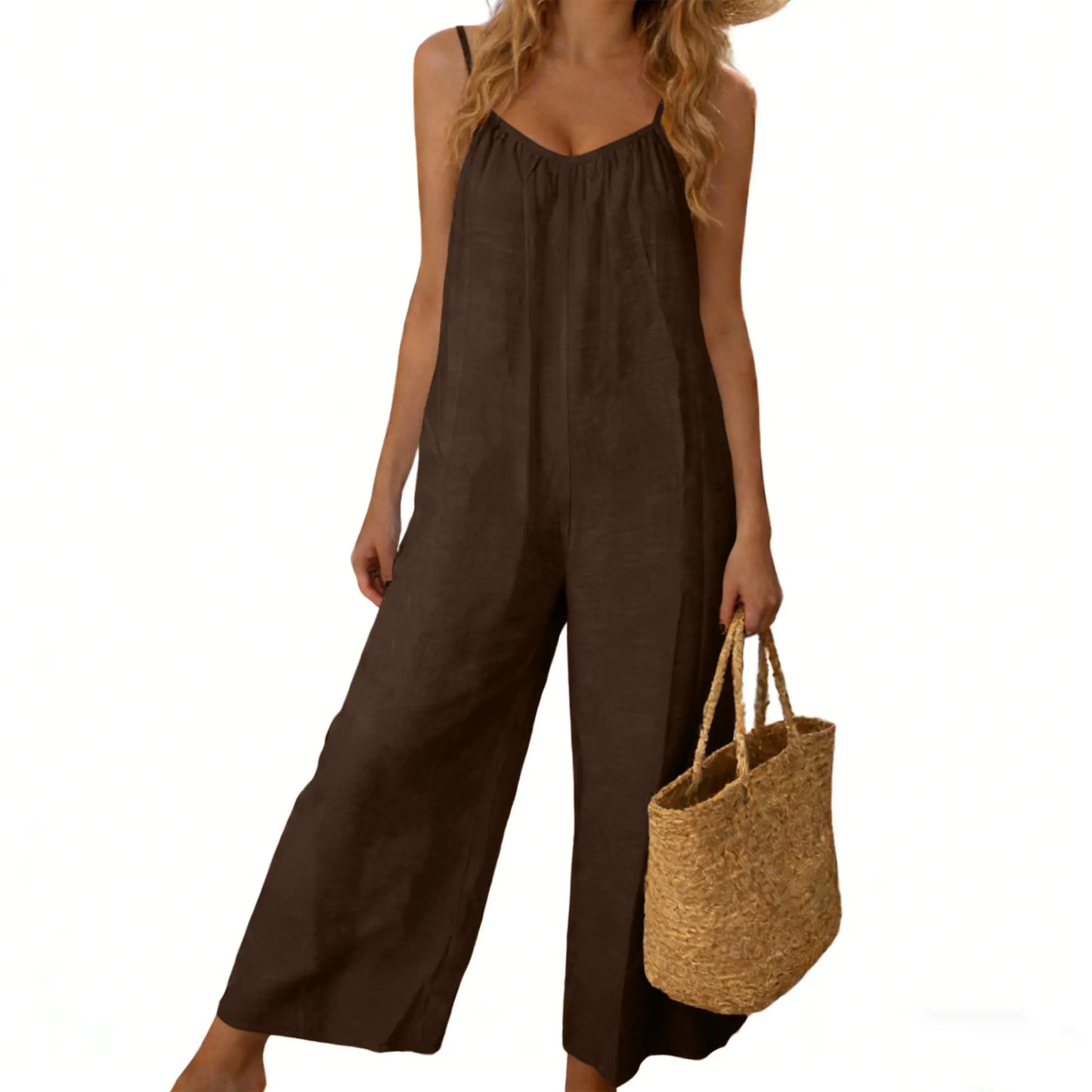 Women's Chic Basic Strappy Backless Spaghetti Strap Overalls