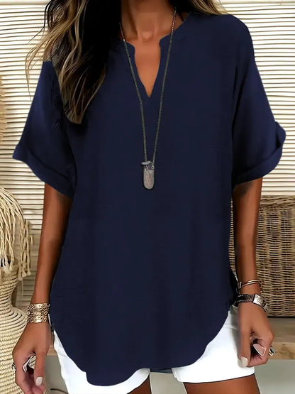 Women's Plain Short Sleeve Blouse
