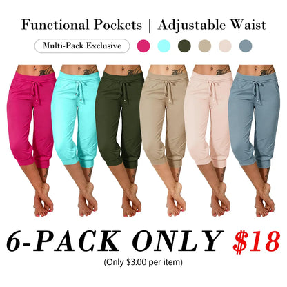 ⚡Final Clearance🔥[XS-4XL]Women's Plain Drawstring Waist Capris Pants